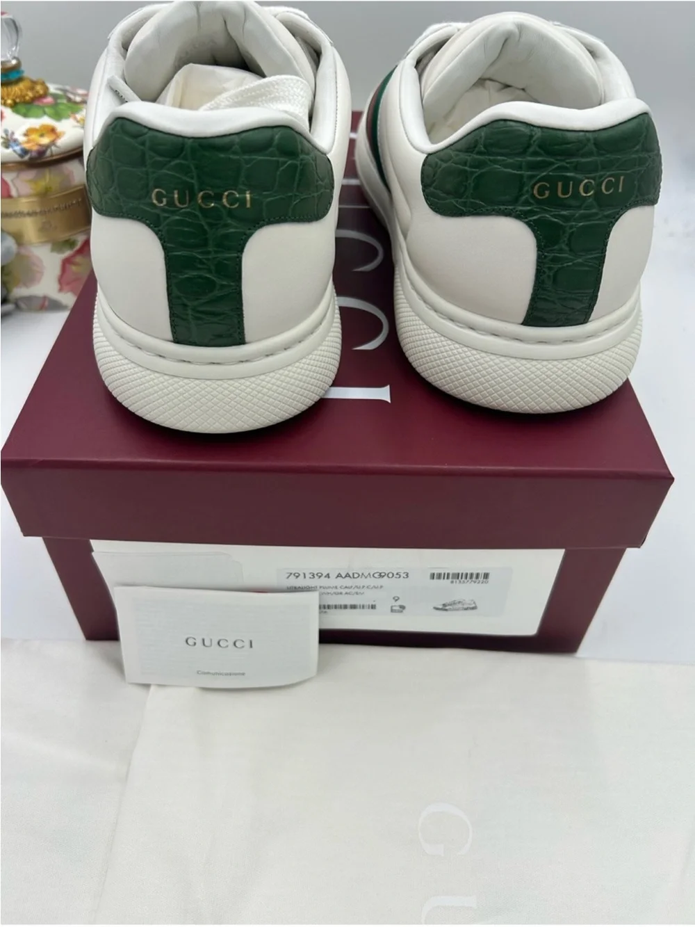 Men’s Gucci ace Webb stripe leather sneakers size 9 fits 10 US made in Italy